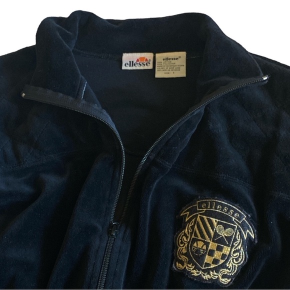 ELLESSE Vintage Romper Black Velour Long Sleeved Size Small Gothic - Picture 13 of 13